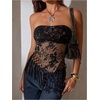 image:imageMakeMeChic Womens Sequin Tube Top Fringe Y2K Tassel Mesh Sheer Rave Sparkly Party Tops Concert OutfitsBlack