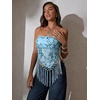 image:imageMakeMeChic Womens Sequin Tube Top Fringe Y2K Tassel Mesh Sheer Rave Sparkly Party Tops Concert OutfitsBlue