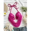 image:imageMakeMeChic Womens Summer Sequin Halter Crop Tank Top Y2k Sparkly Draped Backless Going Out TopsHot Pink