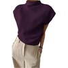 image:imageMakeMeChic Womens Turtleneck Sweater Vest Mock Neck Cap Sleeve Summer Knit Tops Pullover SweatersPurple
