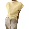 image:imageMakeMeChic Womens Turtleneck Sweater Vest Mock Neck Cap Sleeve Summer Knit Tops Pullover SweatersYellow