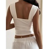 image:imageMakeMeChic Womens Wide Strap Tank Tops Square Neck Crop Sleeveless Slimming Summer Boho TopsBeige