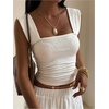 image:imageMakeMeChic Womens Wide Strap Tank Tops Square Neck Crop Sleeveless Slimming Summer Boho TopsBeige