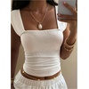 image:imageMakeMeChic Womens Wide Strap Tank Tops Square Neck Crop Sleeveless Slimming Summer Boho TopsBeige