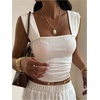 image:imageMakeMeChic Womens Wide Strap Tank Tops Square Neck Crop Sleeveless Slimming Summer Boho TopsBeige