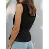 image:imageMakeMeChic Womens Wrap Blouse Vest Sleeveless Blazer  Tie SideV NeckBeltedElegant Office ShirtBusiness Casual TopBlack
