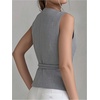 image:imageMakeMeChic Womens Wrap Blouse Vest Sleeveless Blazer  Tie SideV NeckBeltedElegant Office ShirtBusiness Casual TopGrey