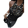 image:imageMakeMeChic Womens Y2K Sequin Halter Tank Top Going Out Sparkly Knit Cami Shirts Summer Sexy Sleeveless TopsDark Black