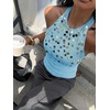image:imageMakeMeChic Womens Y2K Sequin Halter Tank Top Going Out Sparkly Knit Cami Shirts Summer Sexy Sleeveless TopsLight Blue