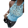 image:imageMakeMeChic Womens Y2K Sequin Halter Tank Top Going Out Sparkly Knit Cami Shirts Summer Sexy Sleeveless TopsLight Blue