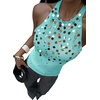 image:imageMakeMeChic Womens Y2K Sequin Halter Tank Top Going Out Sparkly Knit Cami Shirts Summer Sexy Sleeveless TopsMint Blue