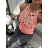 image:imageMakeMeChic Womens Y2K Sequin Halter Tank Top Going Out Sparkly Knit Cami Shirts Summer Sexy Sleeveless TopsPink