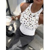 image:imageMakeMeChic Womens Y2K Sequin Halter Tank Top Going Out Sparkly Knit Cami Shirts Summer Sexy Sleeveless TopsWhite