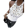 image:imageMakeMeChic Womens Y2K Sequin Halter Tank Top Going Out Sparkly Knit Cami Shirts Summer Sexy Sleeveless TopsWhite