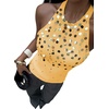 image:imageMakeMeChic Womens Y2K Sequin Halter Tank Top Going Out Sparkly Knit Cami Shirts Summer Sexy Sleeveless TopsYellow