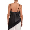 image:imageMakeMeChic Womens Y2K Summer Satin Floral Lace Cami Top Spaghetti Strap Sleeveless Tank TopsBlack