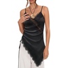 image:imageMakeMeChic Womens Y2K Summer Satin Floral Lace Cami Top Spaghetti Strap Sleeveless Tank TopsBlack