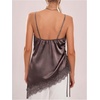 image:imageMakeMeChic Womens Y2K Summer Satin Floral Lace Cami Top Spaghetti Strap Sleeveless Tank TopsMocha Brown
