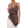 image:imageMakeMeChic Womens Y2K Summer Satin Floral Lace Cami Top Spaghetti Strap Sleeveless Tank TopsMocha Brown