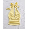 image:imageMakeMeChic Womens Y2k Deep V Neck Halter Crop Top Metal Decor Tie Backless Summer TopsLight Yellow