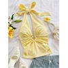 image:imageMakeMeChic Womens Y2k Deep V Neck Halter Crop Top Metal Decor Tie Backless Summer TopsLight Yellow