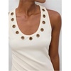 image:imageMakeMeChic Womens Y2k Punk Grommet Eyelet Tank Top Scoop Neck Sleeveless Grunge TopsApricot
