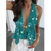 image:imageMakeMeChic Womens Y2k Sequin Halter Top Sparkly Open Back Peplum Party Concert Crop TopsGreen