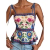image:imageMakeMeChic Womens Boho Floral Cami Top Tie Shoulder Ruffle Smocked Vacation TopsMulticolor