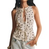image:imageMakeMeChic Womens Cut Out Striped Tank Tops Crew Neck Zipper Sleeveless Dressy ShirtWhite and Black