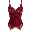 image:imageMakeMeChic Womens Mesh Sequin V Neck Camisole Lace Sparkly Fitted Y2k Party TopsBurgundy