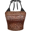 image:imageMakeMeChic Womens Pink Y2K Tops Cheetah Print Halter Rhinestone Tie Backless Summer Crop TopsMulticolor