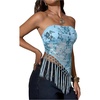 image:imageMakeMeChic Womens Sequin Tube Top Fringe Y2K Tassel Mesh Sheer Rave Sparkly Party Tops Concert OutfitsBlue