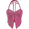 image:imageMakeMeChic Womens Sparkly Halter Tops Asymmetrical Ruched Split Party Night Out TopPink