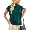 image:imageMakeMeChic Womens Turtleneck Sweater Vest Mock Neck Cap Sleeve Summer Knit Tops Pullover SweatersGreen