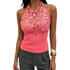 image:imageMakeMeChic Womens Y2K Sequin Halter Tank Top Going Out Sparkly Knit Cami Shirts Summer Sexy Sleeveless TopsPink