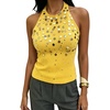 image:imageMakeMeChic Womens Y2K Sequin Halter Tank Top Going Out Sparkly Knit Cami Shirts Summer Sexy Sleeveless TopsYellow