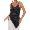 image:imageMakeMeChic Womens Y2K Summer Satin Floral Lace Cami Top Spaghetti Strap Sleeveless Tank TopsBlack