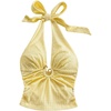 image:imageMakeMeChic Womens Y2k Deep V Neck Halter Crop Top Metal Decor Tie Backless Summer TopsLight Yellow