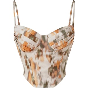 image:imageMakeMeChic Womens Boho Summer Vacation Cami Top Pleated Spaghetti Strap Shirred Crop TopsMulticolor
