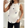 image:imageMAKEMECHIC Womens Maternity Sweater Tops Floral Sleeveless Crew Neck Summer Pregnancy Knit TopsWhite