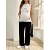 image:imageMAKEMECHIC Womens Maternity Sweater Tops Floral Sleeveless Crew Neck Summer Pregnancy Knit TopsWhite