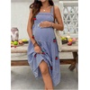 image:imageMAKEMECHIC Womens Summer Boho Maternity Dress Floral Flowy Beach Maxi Long SundressBlue