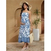 image:imageMAKEMECHIC Womens Summer Boho Maternity Dress Floral Flowy Beach Maxi Long SundressBlue and White