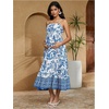 image:imageMAKEMECHIC Womens Summer Boho Maternity Dress Floral Flowy Beach Maxi Long SundressBlue and White