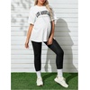 image:imageMakeMeChic Womens Maternity 2 Piece Outfits Sport Letter Graphic Tee and Adjustable Elastic Waist Legging