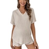 image:imageMakeMeChic Womens Maternity 2 Piece Sets Summer Rib Knit Top and Short  Mama ClothesLoungeShort Sleeve Tee ShirtPregnancy PajamasBump Friendly OutfitsApricot