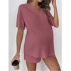 image:imageMakeMeChic Womens Maternity 2 Piece Sets Summer Rib Knit Top and Short  Mama ClothesLoungeShort Sleeve Tee ShirtPregnancy PajamasBump Friendly OutfitsRusty Rose