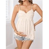 image:imageMakeMeChic Womens Maternity Babydoll Tank Tops Peplum Ruffle Cami Top  Cute Maternity Tops Maternity Shirts Sleeveless Summer Clothes PregnancyApricot