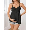 image:imageMakeMeChic Womens Maternity Babydoll Tank Tops Peplum Ruffle Cami Top  Cute Maternity Tops Maternity Shirts Sleeveless Summer Clothes PregnancyBlack