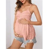image:imageMakeMeChic Womens Maternity Babydoll Tank Tops Peplum Ruffle Cami Top  Cute Maternity Tops Maternity Shirts Sleeveless Summer Clothes PregnancyDusty Pink
